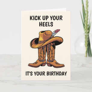 Carte Bottes de cowboy et anniversaire Casquette