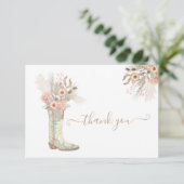 Carte Bottes de cowboy Floral Western Merci Note (Debout devant)