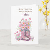 Carte Bottes de cowboy rose floral joyeuses maman d'anni (Fleur jaune)
