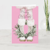 Carte Bottes roses girly Noël jambes (Devant)