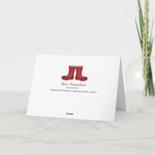 Carte Bottes rouges de jardinage pour femme Bonne retrai (Dos)