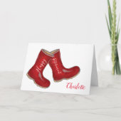 Carte Bottes rouges de jardinage pour femme Bonne retrai (Devant)