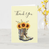 Carte Bottes rustiques Cowboy avec Merci de tournesol (Fleur jaune)