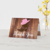 Carte Bottes rustiques pour cowgirl et Merci Casquette (Fleur jaune)