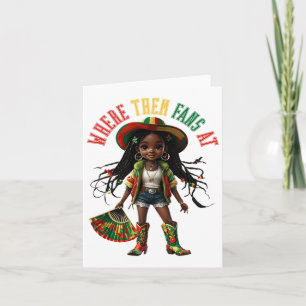 Carte Bottes Sur Le Terrain Black Girl Cowgirl Où Ils