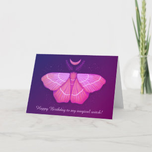 Carte Bouche Lune Purple Magique Insecte Anniversaire