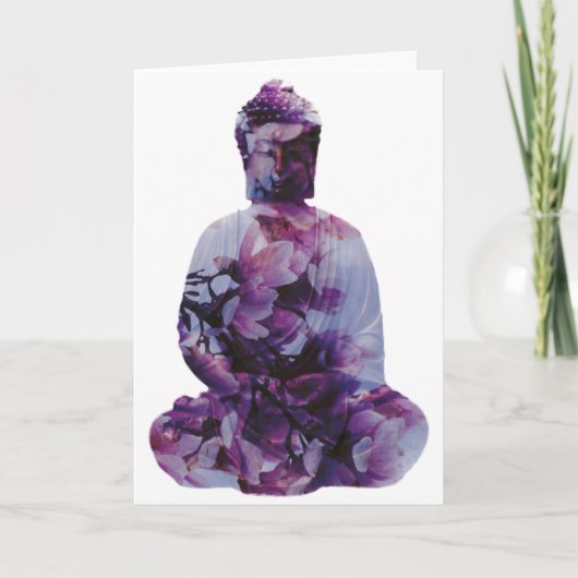 Carte Bouddha cerise en fleurs (Devant)