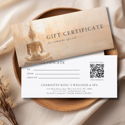 Carte Bouddha doré – Certificat-cadeau QR Code Salon