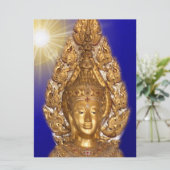 Carte bouddha doré en bleu (Debout devant)