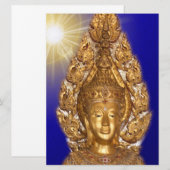 Carte bouddha doré en bleu (Devant / Derrière)