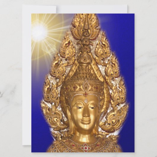 Carte bouddha doré en bleu (Devant)