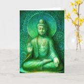 Carte Bouddha vert (Fleur jaune)