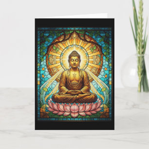 Carte Bouddha vitrail Bouddhisme zen Méditation spiritue