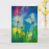 Carte Bouffées de Dandelion Aquarelle Vierge Salutation (Fleur jaune)