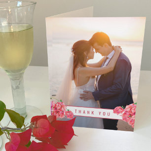 Carte Bougainvillea rouge aquarelle mariage