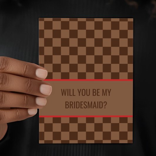Carte Bougie Brown Checkered Will you be my Bridesmaid