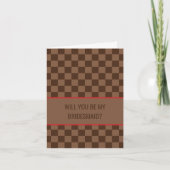 Carte Bougie Brown Checkered Will you be my Bridesmaid (Devant)
