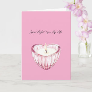 Carte Bougie Cœur Rose Illuminez ma vie