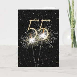 Carte Bougie d'anniversaire 55 ans sur fond noir