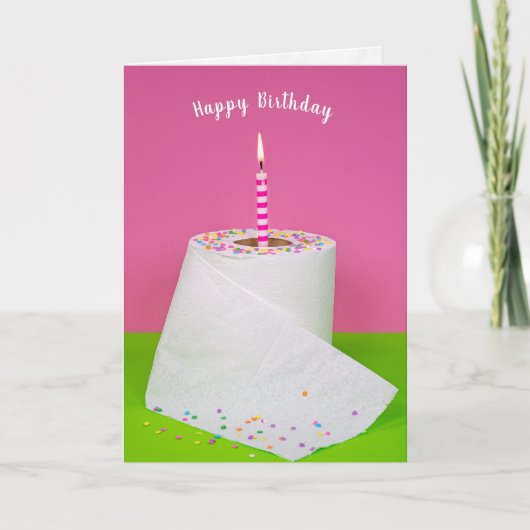 Carte bougie d'anniversaire dans du papier toilette (Devant)