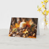 Carte Bougie D'Automne De Thanksgiving Avec Acorns (Fleur jaune)