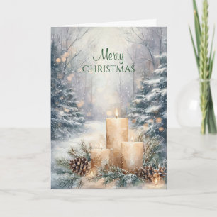 Carte Bougie de forêt rustique Noël 