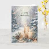Carte Bougie de forêt rustique Noël (Fleur jaune)