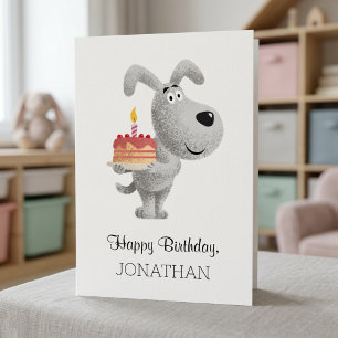Carte Bougie de gâteau d'anniversaire mignonne drôle chi