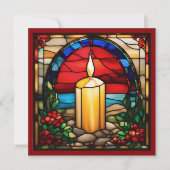 Carte Bougie de Noël dorée Faux vitrail (Devant)