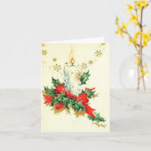 Carte Bougie de Noël Vintage (Fleur jaune)