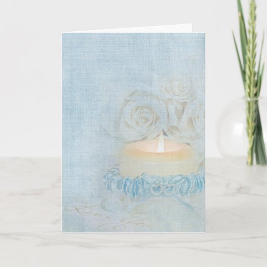 Carte Bougie mariage Avec Garterie Bleue (Devant)
