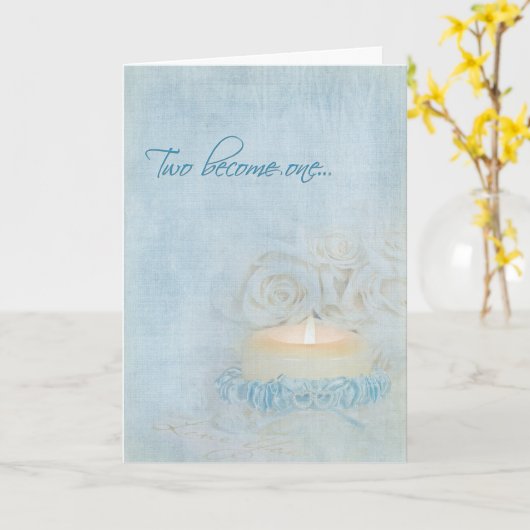 Carte Bougie mariage et jarre (Fleur jaune)