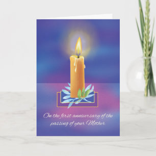 Carte Bougie religieuse pour le premier anniversaire de