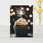 Carte Bougie Sparkler Anniversaire dans un gâteau au cho (Fleur jaune)