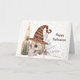 Carte Bougie Toile d'Araignée Squelette d'Halloween