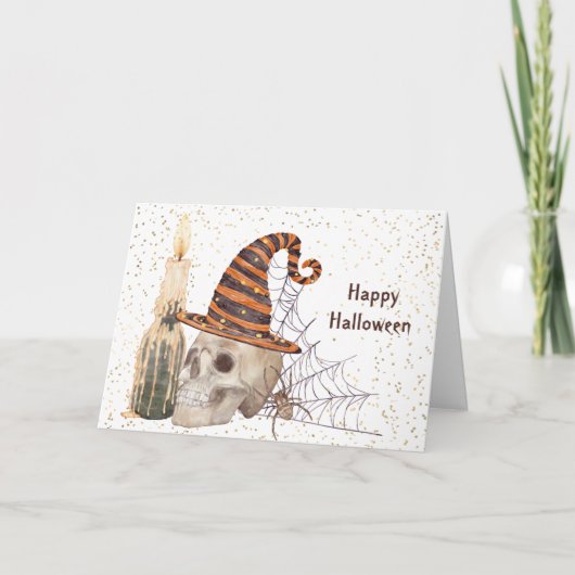 Carte Bougie Web Halloween Skeleton Spider (Devant)