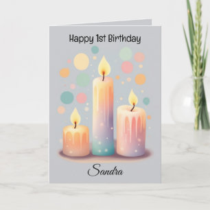 Carte Bougies colorées Lettré Joyeux anniversaire