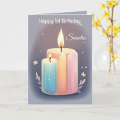 Carte Bougies colorées Lettré Joyeux anniversaire (Fleur jaune)