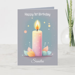 Carte Bougies colorées Lettré Joyeux anniversaire