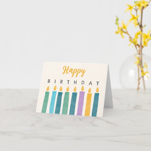 Carte Bougies d'anniversaire (Fleur jaune)