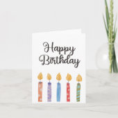 Carte Bougies d'anniversaire colorées simples (Devant)