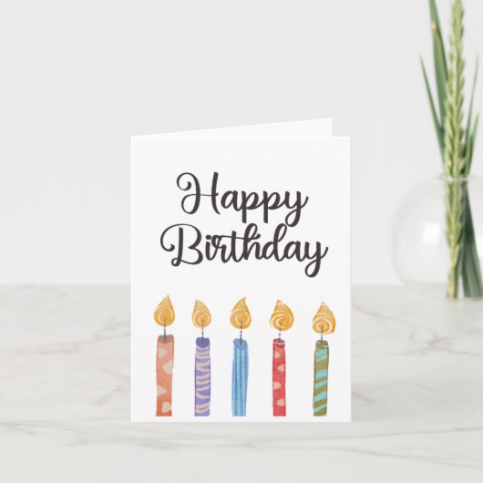 Carte Bougies d'anniversaire colorées simples (Devant)
