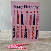 Carte Bougies d'anniversaire roses et violettes Personna