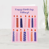 Carte Bougies d'anniversaire roses et violettes Personna (Devant)