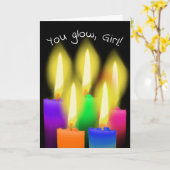 Carte Bougies D'Anniversaire Sur Noir (Fleur jaune)