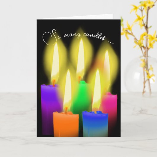 Carte Bougies D'Anniversaire Sur Noir (Fleur jaune)