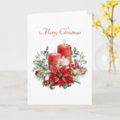 Carte Bougies d'aquarelle et bouquet floral Noël (Fleur jaune)