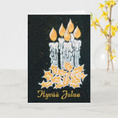 Carte Bougies de Noël et Holly, Salutation finlandaise (Fleur jaune)