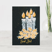 Carte Bougies de Noël et houx, salutation suédoise (Devant)