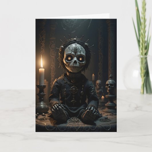 Carte Bougies de poupée vaudou crânes Halloween (Devant)